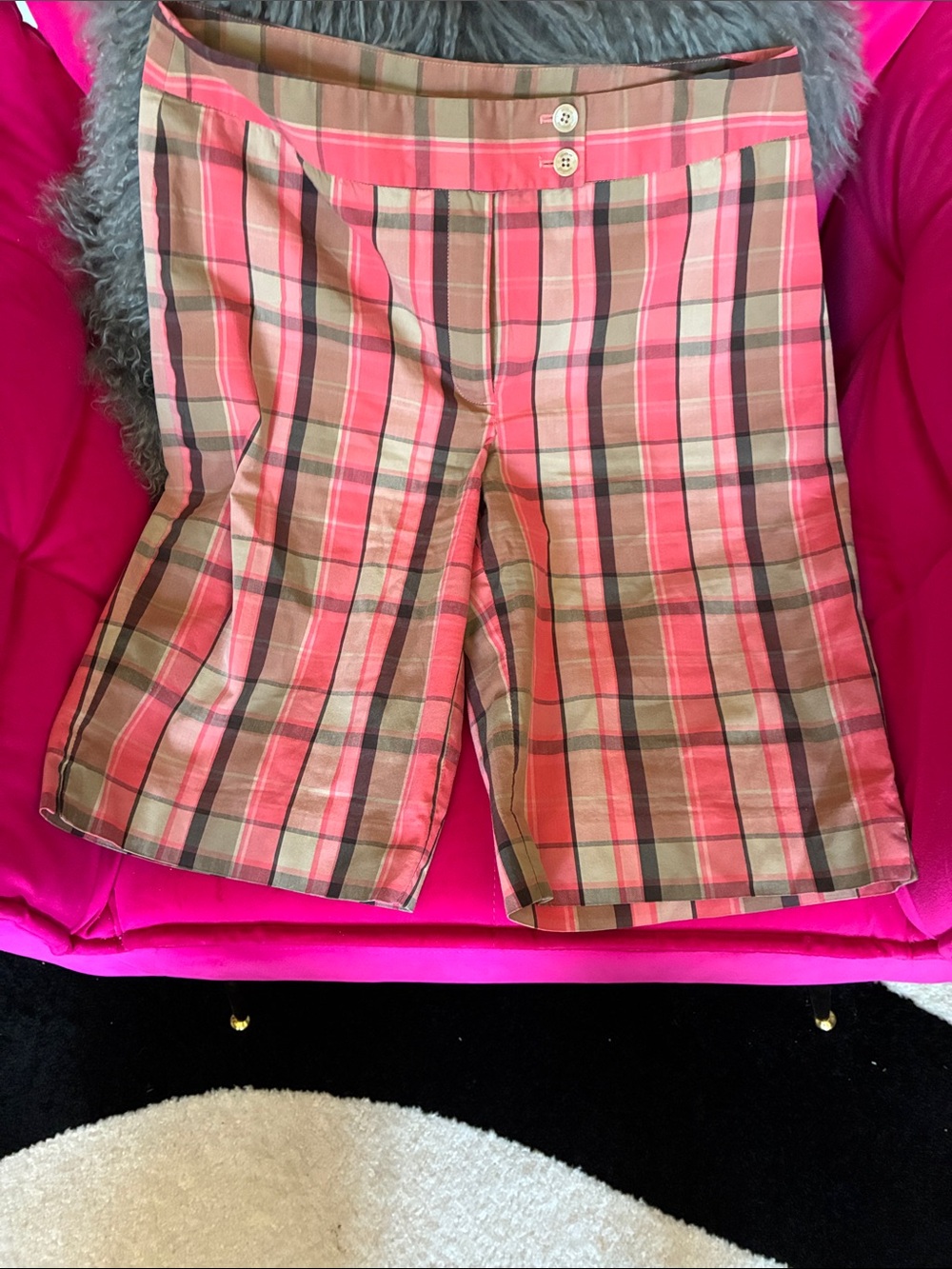 Jones New York Pink Plaid Bermuda Shorts size 8